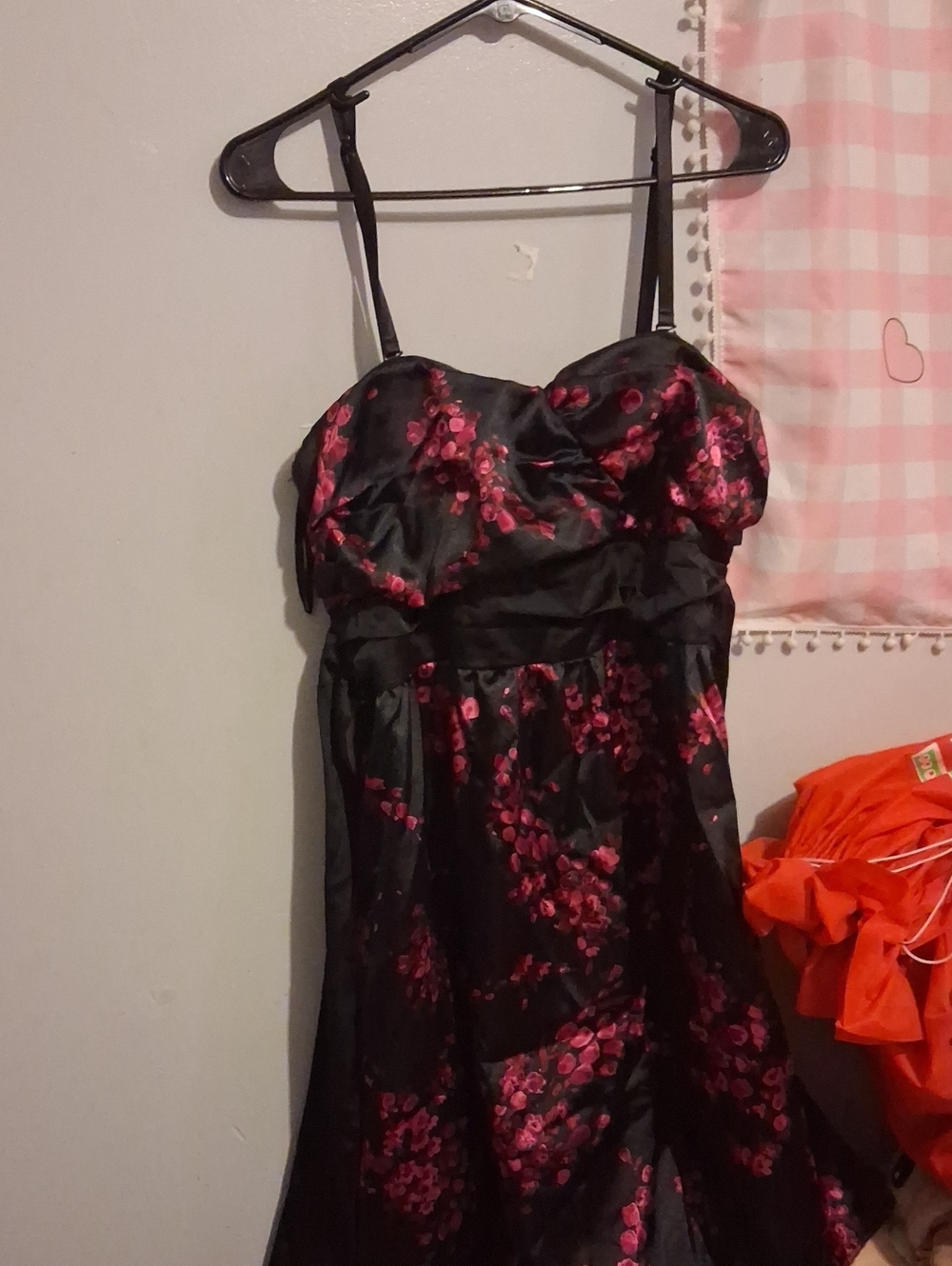 torrid Black Midi Dress with Hot Pink Floral Satin